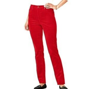 Talbots Chic Bright Red Velvet Corduroy Straight-Leg Pants